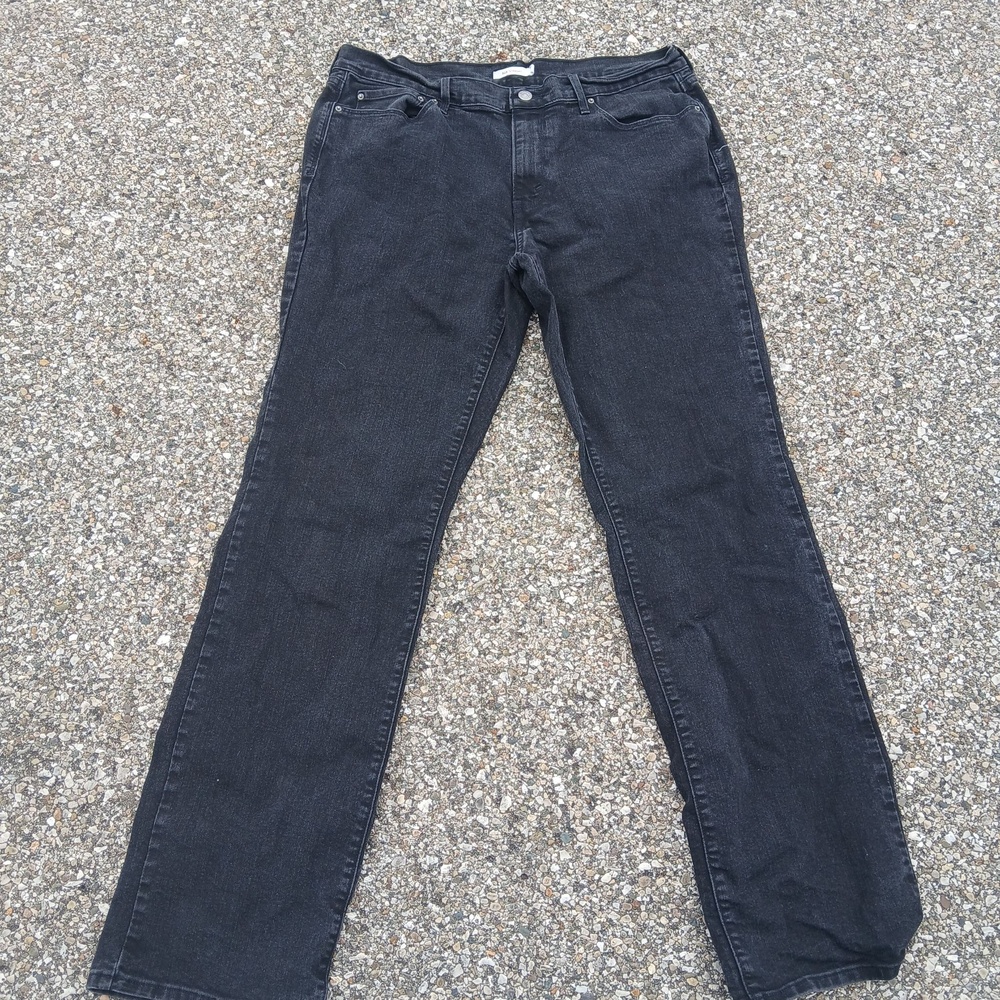 Levis 505 Jeans Womens 16L 33x34 Black Charcoal Regular Straight Denim Pants